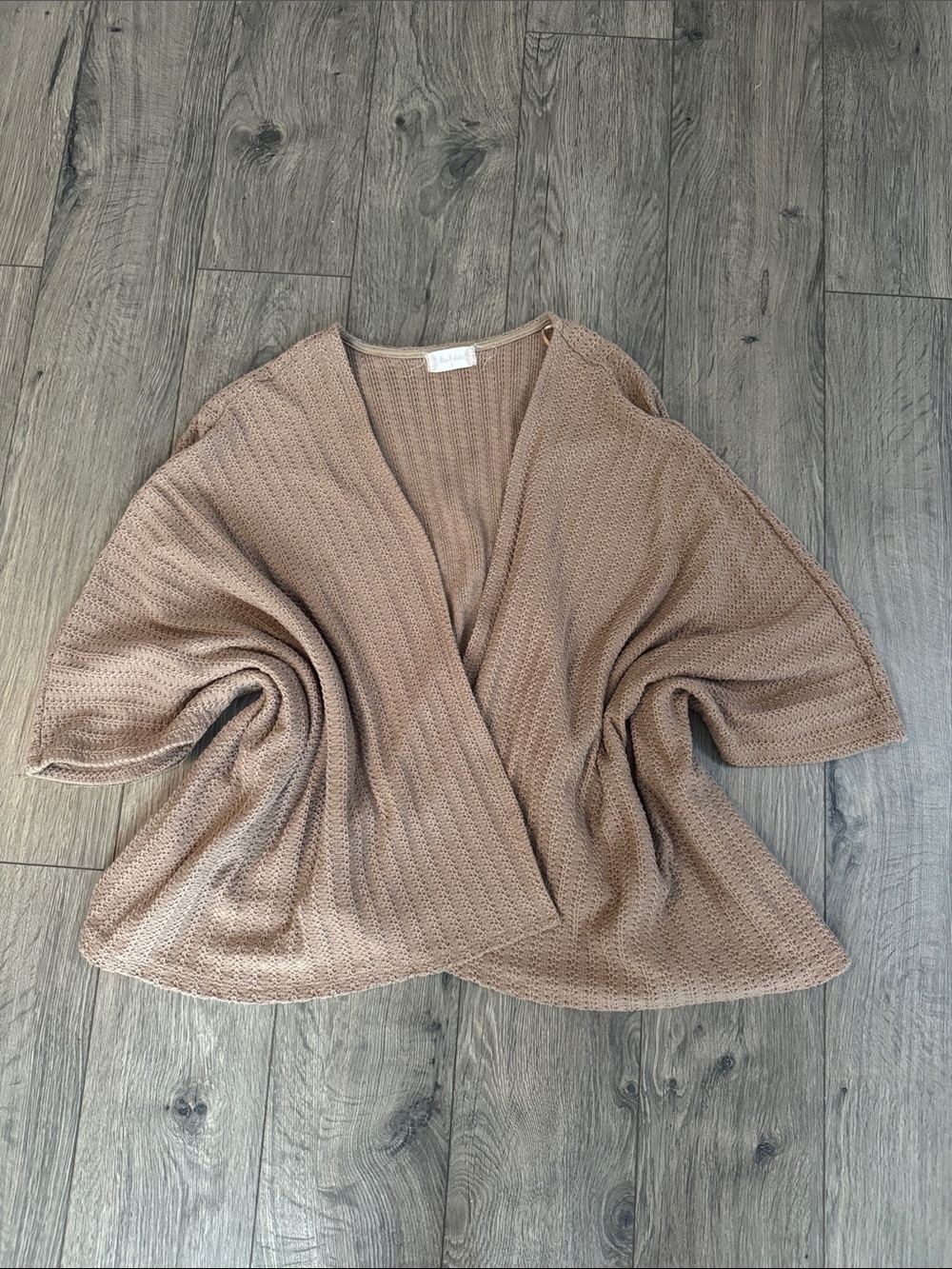 Altar’d State Neutral Waffle Knit Open Front Cardigan